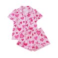 thumbnail image 1 of WIBACKER S-2XL Valentine's Day Womens Pajamas Set Short Sleeve Button Down 2 Piece Ribbon Heart Loungewear Sets Sleepwear, 1 of 10