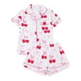 thumbnail image 1 of WIBACKER S-2XL Womens Pajamas Set Short Sleeve Button Down 2 Piece Cherry Loungewear Sets Tops and Shorts Sleepwear, 1 of 11