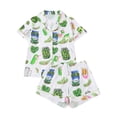 thumbnail image 1 of WIBACKER S-2XL Womens Pajamas Set Short Sleeve Button Down 2 Piece Cucumber Loungewear Sets Tops and Shorts Sleepwear, 1 of 11