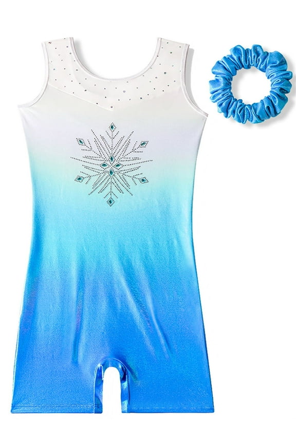 Sleeveless Gymnastics Leotards for Girls Snowflake Sparkle Biketard Toddlers Children Ballet Dance Outfits