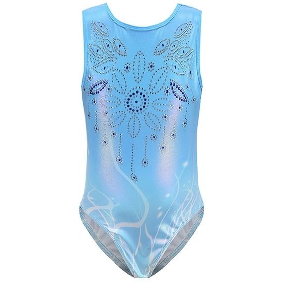 WIBACKER Sleevless Gymnastics Leotards for Girls Sparkly Dance Unitards Biketards Tumbling Activewear 5-12Y
