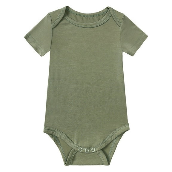WIBACKER Soft Bamboo Rayon Baby Boys Short Sleeve Bodysuit Solid Color Onesie for Infant Girls
