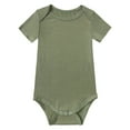 thumbnail image 1 of WIBACKER Soft Bamboo Rayon Baby Boys Short Sleeve Bodysuit Solid Color Onesie for Toddler Girls, 1 of 10