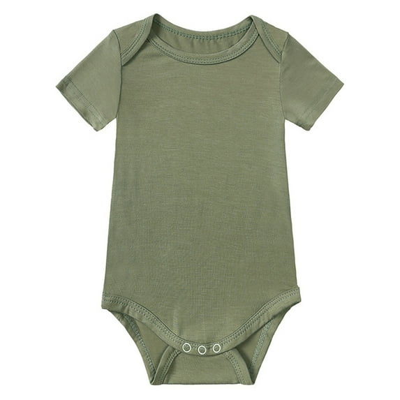 WIBACKER Soft Bamboo Rayon Baby Boys Short Sleeve Bodysuit Solid Color Onesie for Toddler Girls