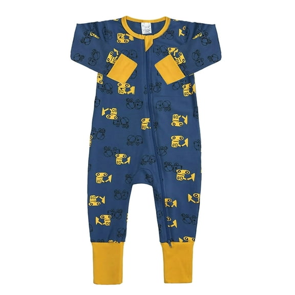 WIBACKER Soft Cotton Pajamas for Infant Baby Boys, 2 Way Zipper Sleeper, Footed and Footless PJs