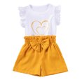 thumbnail image 1 of WIBACKER Summer Baby Girls and Toddler Kids Ruffles Sleeve Tank Top and Shorts 2-Piece Set Outfit, 1 of 7