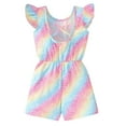 thumbnail image 1 of WIBACKER Summer Girls' Jumpsuit Kids Rainbow Print Crew Neck Romper Backless Sleeveless Stretchy Short, 1 of 9