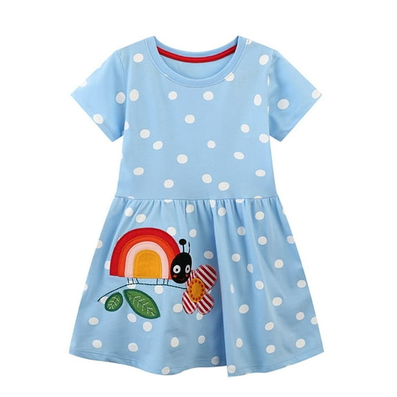 WIBACKER Summer Kids Little Girl's Casual Short Sleeve Cartoon Dresses Snail 5T