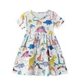 thumbnail image 1 of WIBACKER Summer Toddler Girl's Casual Short Sleeve Cartoon Dresses Dinosaur 2T, 1 of 6