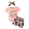 thumbnail image 1 of WIBACKER Tiny Cutey Newborn Baby Girl Summer Outfits Set Ruffle Short Sleeve Romper and Floral Shorts with Headband, 1 of 8