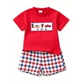 thumbnail image 1 of WIBACKER Toddler Baby Boy 4th of July Clothes 3M-3Y Summer Boys Outfit American Flag Short Sleeve T-Shirt Tops + Shorts Set, 1 of 6