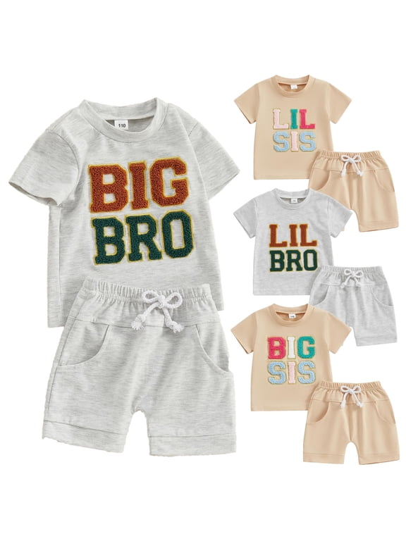 Toddler Baby Boy Summer Clothes Short Sleeve T Shirt Casual Shorts Sets Brother Matching Outfits
