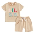 thumbnail image 1 of WIBACKER Toddler Baby Girl Summer Clothes Short Sleeve T Shirt Casual Shorts Sets Sister Matching Outfits, 1 of 9