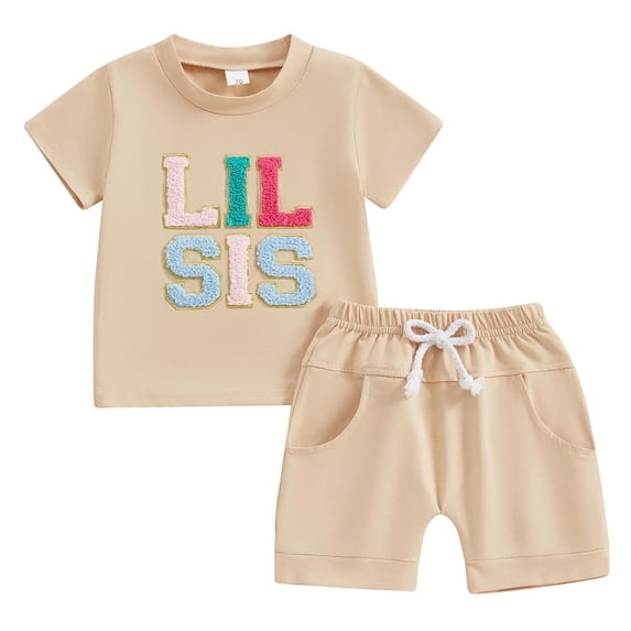 WIBACKER Toddler Baby Girl Summer Clothes Short Sleeve T Shirt Casual Shorts Sets Sister Matching Outfits