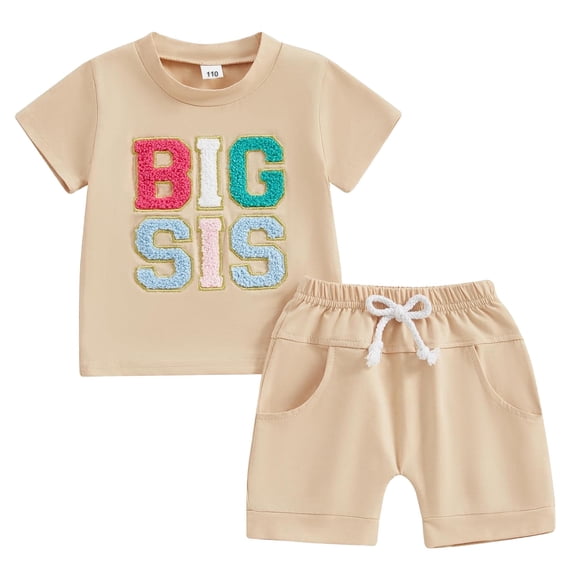 WIBACKER Toddler Baby Girl Summer Clothes Short Sleeve T Shirt Casual Shorts Sets Sister Matching Outfits