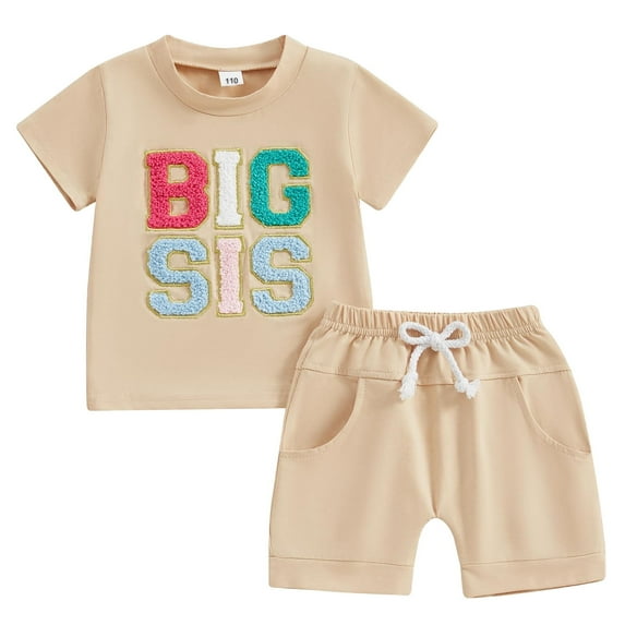 WIBACKER Toddler Baby Girl Boy Summer Clothes Short Sleeve T Shirt Casual Shorts Sets Sister Brother Matching Outfits