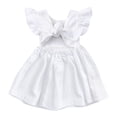 thumbnail image 1 of WIBACKER Toddler Baby Girl Dress Summer Cotton Linen Ruffle Halter Sleeveless Kids Casual Beach Party Dresses 2-5 Years, 1 of 8