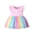 thumbnail image 1 of WIBACKER Toddler Baby Girl Short Sleeve Tutu Dress Kids Summer Pricess Dresses Party Tulle Rainbow Sundress, 1 of 9