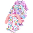 thumbnail image 1 of WIBACKER Toddler Baby Girls' One Piece Swimsuit Kids Starfish Long Sleeve Rash Guard Swimwear UPF 50+ Sun Protection, 1 of 9
