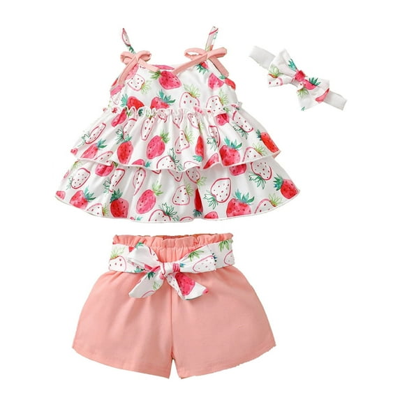 WIBACKER Toddler Baby Girls Summer Outfits Floral Ruffle Camisole Tops and Casual Shorts Infant Girl Clothing