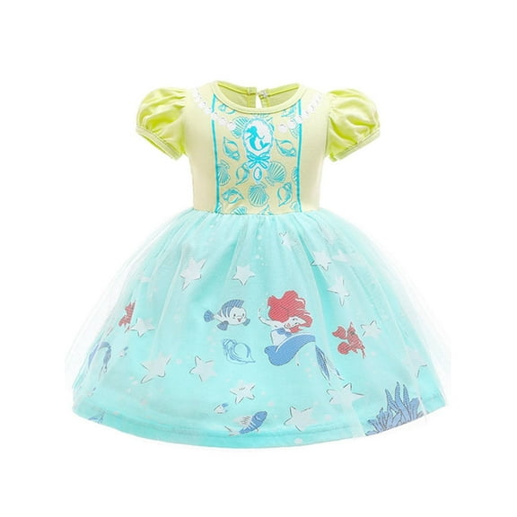WIBACKER Toddler Birthday Princess Mermaid Dress Little Girls Cotton Christmas Party Dress Up Kids Tulle Dresses