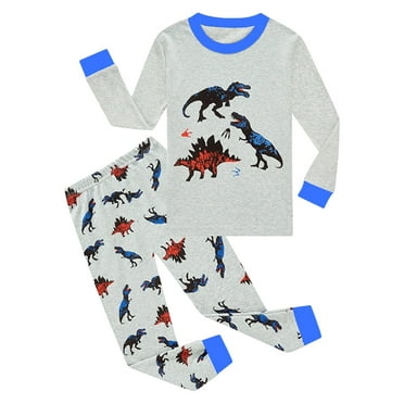WIBACKER Toddler Boys Dinosaur Cotton Long-Sleeve Snug fit Pjs Pajama Sleepwear 2Pcs Set 3T