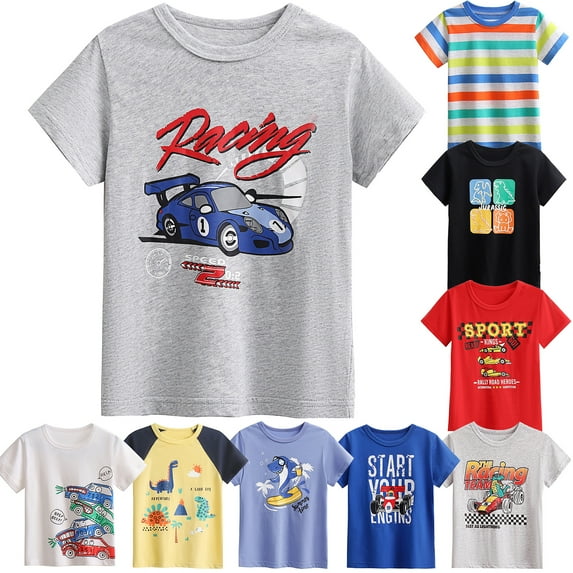 WIBACKER Toddler Boys Shirts Short-Sleeve Little Kids T-shirts Boys' Tops, Tees & Shirts Graphic Tee Age for 2-7 Years