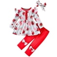 thumbnail image 1 of WIBACKER Toddler Girl Clothes 6 Months-3 Years Baby Girls Outfit, Long Sleeve Ruffle Bowknot Top+Bowknot Pants 3Pcs Fall Winter Set, 1 of 11