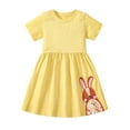 thumbnail image 1 of WIBACKER Toddler Girl Short Sleeve Dress Cotton Casual Jersey Shirt Playwear Applique Dress - Rabbit, 1 of 9