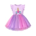 thumbnail image 1 of WIBACKER Toddler Girl Unicorn Dress Summer Fly Sleeve Tutu Party Wedding Birthday Dresses, 1 of 7
