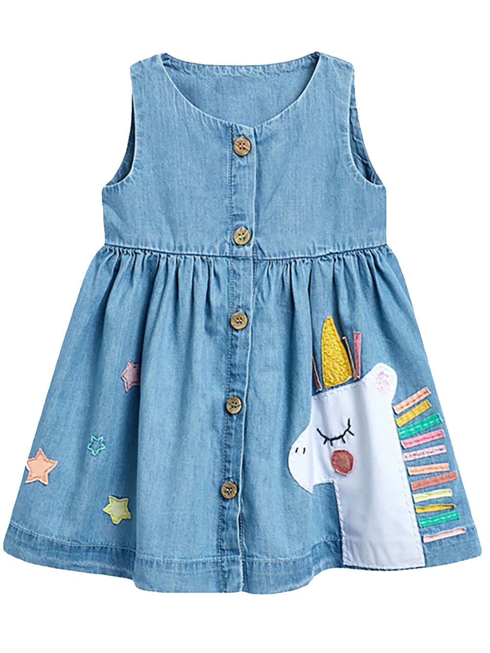 Buy WIBACKER Girls Summer Unicorn Denim Dress at Ubuy Kuwait