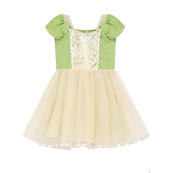 WIBACKER Toddler Girls Birthday Dress 2-7T Kids Girl Puff Short Sleeve Dresses Princess Party Costume,Green