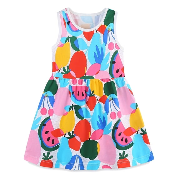 WIBACKER Toddler Girls Floral Summer Beach Sleeveless Dress Birthday Sundress Everyday Dresses for Kids