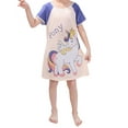 thumbnail image 1 of WIBACKER Toddler Girls Nightgowns 3-12 Years Milk Silk Short Sleeves Nightdress Kids Nightie Dress Sleepwear Pajamas, 1 of 5