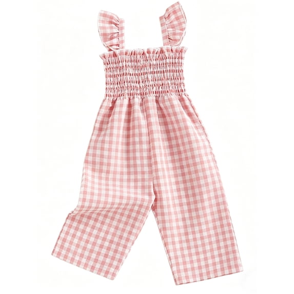 WIBACKER Toddler Girls Sleeveless Romper Summer Clothes Baby Girl Smocked Jumpsuit One Piece Long Pant Outfits
