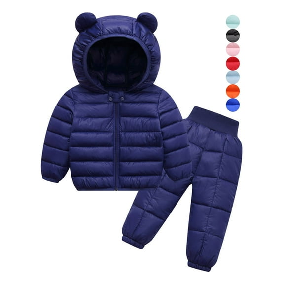 WIBACKER Toddler Kid Baby Boy Girl Cute Hooded Puffer Jacket Pants Winter Lightweight Down Outwear