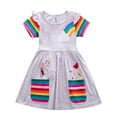 thumbnail image 1 of WIBACKER Toddler Kids Girl's Cotton Cartoon Rainbow Unicorn Dress Short Sleeve Casual Dresses-3T, 1 of 10