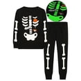 thumbnail image 1 of WIBACKER Toddler Kids Little Boy Girl 2pcs Snug Fit Glow-in-the-Dark Halloween Skeleton Pjs Cotton Long Sleeve Sleepwear, 1 of 9