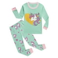 thumbnail image 1 of WIBACKER Toddler Kids Little Girls Cotton Long Sleeve Pjs Set Cartoon Unicorn Print 2-Pieces Daily Sleepwear, 1 of 8