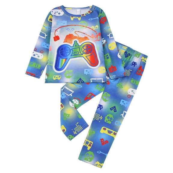 WIBACKER Toddler Little Boys Pajamas Cozy Long Sleeves & Pants 2-Piece PJ Set Kid Sleepwear Size 3-8 Years, Game