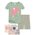 thumbnail image 1 of WIBACKER Toddler & Little Girls Viscose Pajamas Cute Unicorn Rib Knit Tee & Shorts PJ Spring Summer Set Kid Size 3-9 Years, 1 of 9