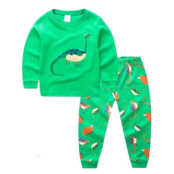 WIBACKER Toddler and Little Boys 2-Piece Cotton Pajamas Long Sleeve Fall Winter PJ Set Kid Dinosaur Sleepwear