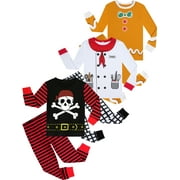 WIBACKER Toddler and Little Boys Pirate Cotton Halloween Pajamas Set Long Sleeve 2Pcs Pjs Role Play Cosplay Costume