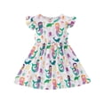 thumbnail image 1 of WIBACKER Toddler and Little Girl Cute Dinosaur Skater Dress Ruffle Sleeve Priness A-line Sundress 1-6 Years, 1 of 9
