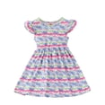 thumbnail image 1 of WIBACKER Toddler and Little Girl Cute Whale Skater Dress Ruffle Sleeve Priness A-line Sundress 1-6 Years, 1 of 7