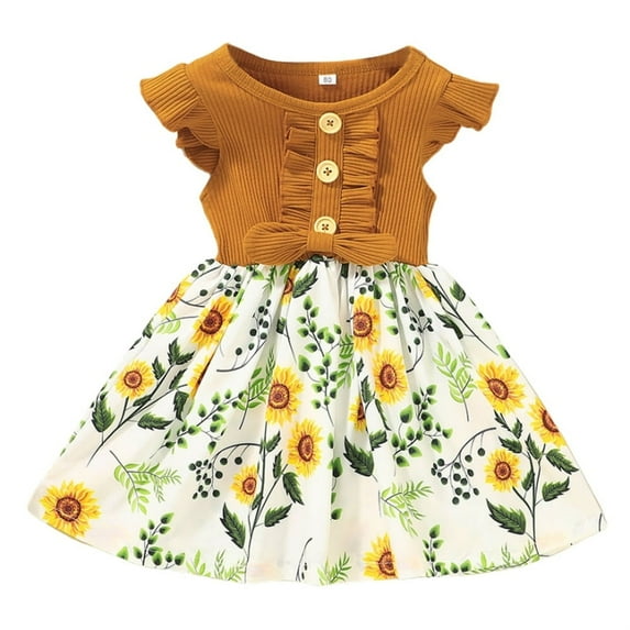 WIBACKER Toddler and Little Girl Summer Floral Dress Kids Girls Casual Swing Sundress