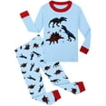 thumbnail image 1 of WIBACKER Toddlers and Kids' Snug-Fit 100% Cotton Pajama Sleepwear Sets Long Sleeve Dinosaur Pjs Size 3-8T, 1 of 7