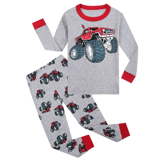 WIBACKER Toddlers and Kids' Snug-Fit 100% Cotton Pajama Sleepwear Sets Long Sleeve Tractor Pjs Size 3-8T