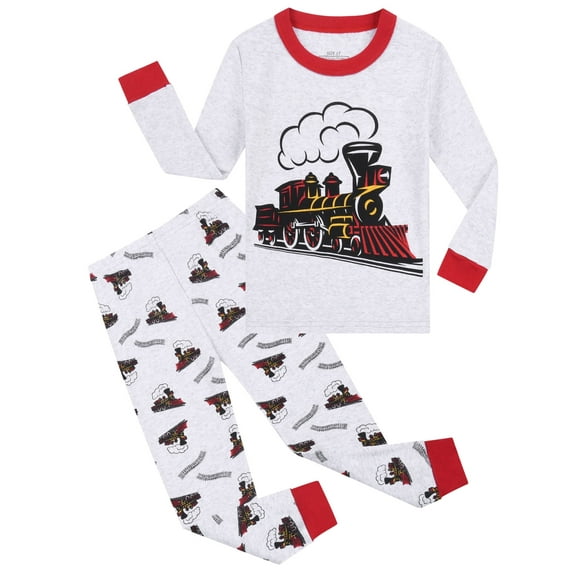 WIBACKER Toddlers and Kids' Snug-Fit 100% Cotton Pajama Sleepwear Sets Long Sleeve Train Pjs Size 3-8T
