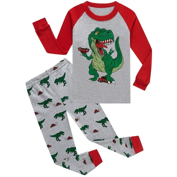 WIBACKER Toddlers and Little Boys Snug-Fit 100% Cotton Pajama Sleepwear Sets Kids Long Sleeve Dinosaur Pjs Size 3-8T